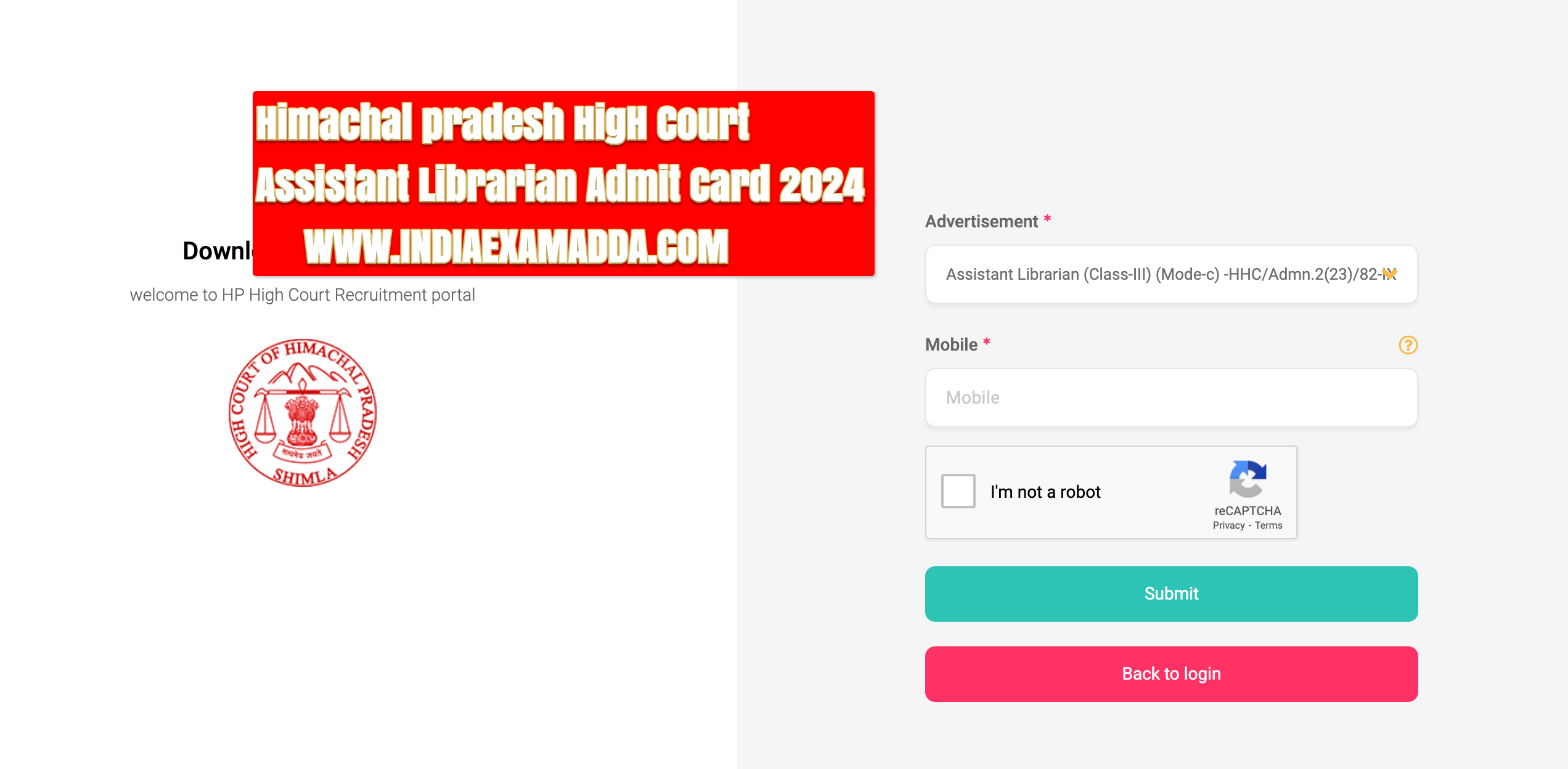 HP High Court Assistant Librarian Admit Card 2024